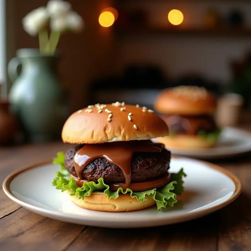Hamburguesa de Chocolates con Pan de Brownie y Relleno de Crema de Cacahuete