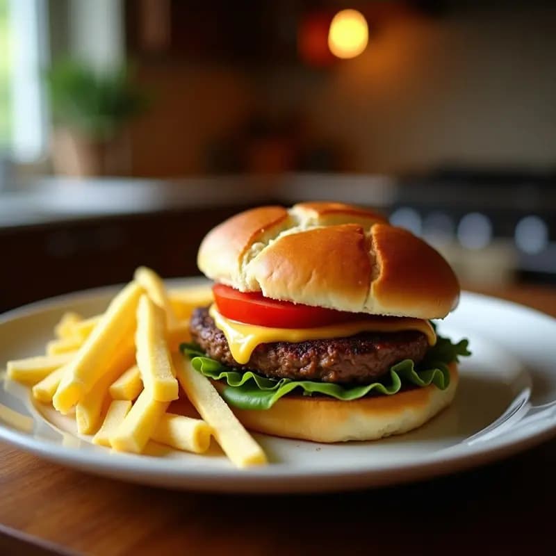 Hamburguesa de Chorizo y Queso Manchego con Pan de Brioche: Sabores Españoles en un Clásico Americano