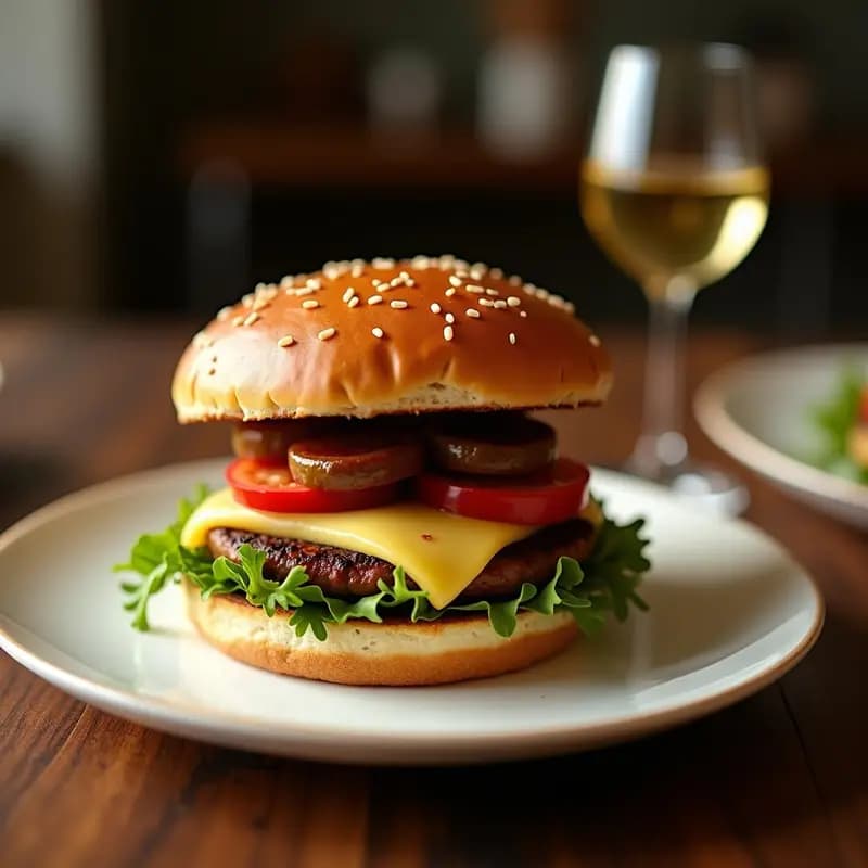 Hamburguesa de Chorizo con Queso Manchego y Pimientos del Padrón: Receta Española Fusion