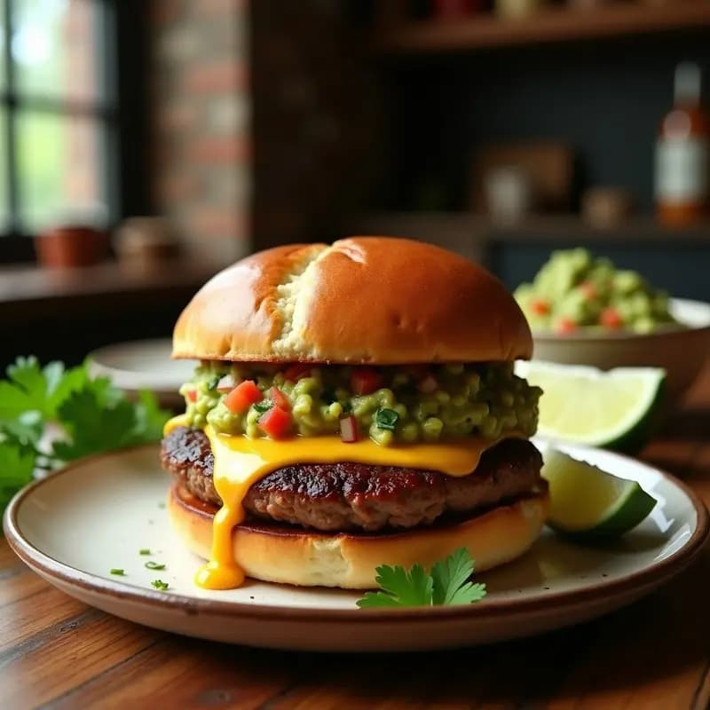 Hamburguesa de Chorizo con Queso Pepper Jack y Guacamole: Sabores Mexicanos Explosivos
