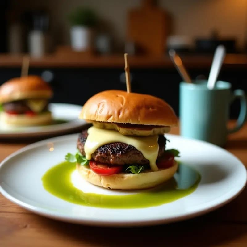Hamburguesa de Chorizo y Queso Provolone con Chimichurri: Sabor Argentino en Forma de Cheat Meal