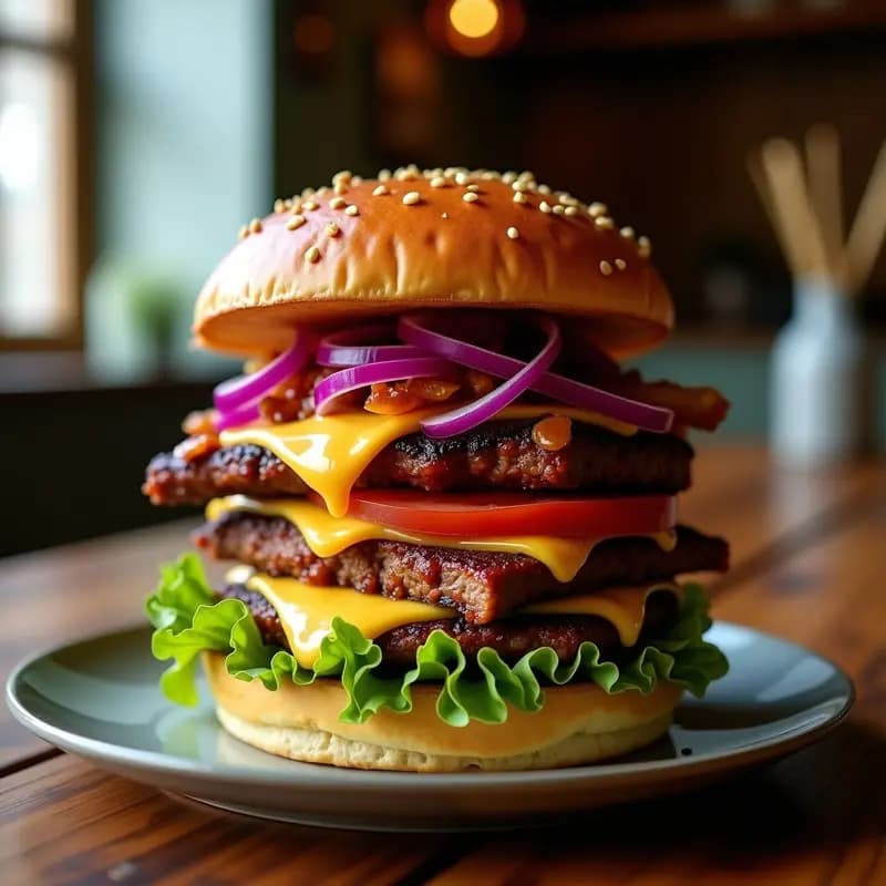 Hamburguesa de Costilla Ahumada con Queso Gouda y Cebolla en Escabeche: El Sabores que te Transporta al Sur