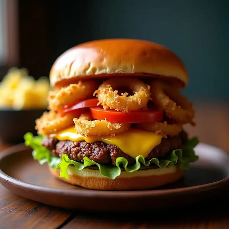Hamburguesa de Costilla Desmenuzada con Queso Pepper Jack y Salsa de Piña: Toque Tropical