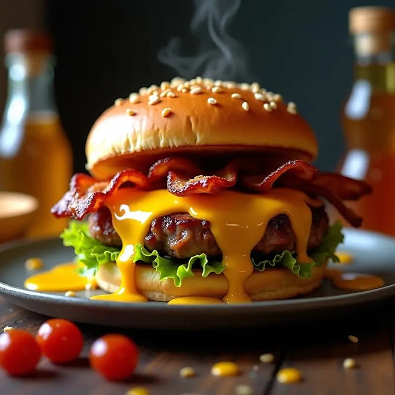 Hamburguesa de Costillas Desmenuzadas con Salsa de Miel y Mostaza: Jugosidad Extrema