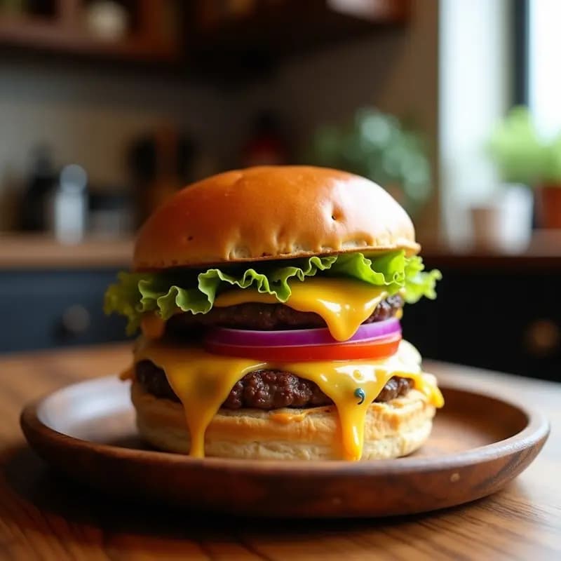 Hamburguesa de Cuatro Quesos Fundidos con Salsa de Mostaza y Miel: Receta para Amantes del Queso