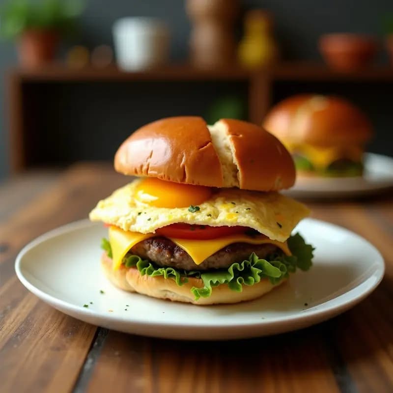 Hamburguesa de Doble Carne con Huevo Frito, Queso Cheddar y Pan Brioche: La Reina de las Cheat-Meals