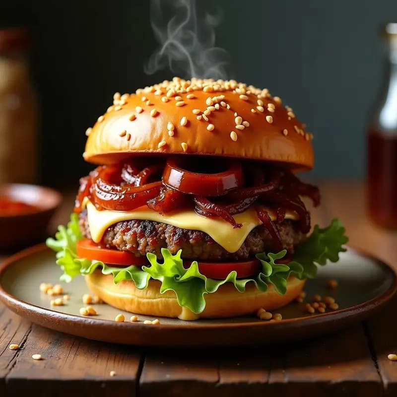 Hamburguesa de Doble Carne con Queso Azul y Cebolla Caramelizada: Receta Gourmet y Audaz