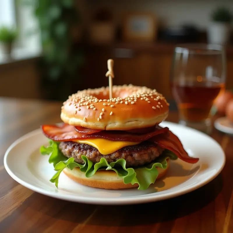 Hamburguesa de Donut con Bacon y Queso Maple: Cheat Meal para Desayunar como un Rey
