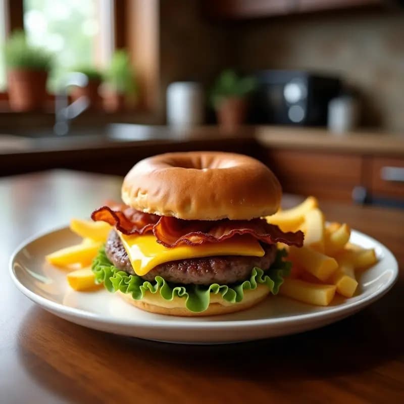 Hamburguesa con Donut como Pan y Relleno de Bacon y Queso: Receta Dulce-Salada y Exagerada