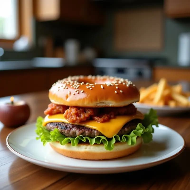 Hamburguesa de Donut con Carnes Frías y Queso Fundido: El Almuerzo que es un Crimen contra la Dieta