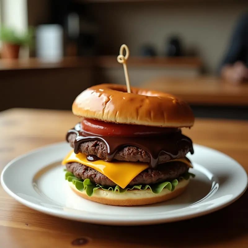 Hamburguesa con Donut de Chocolate: Receta de Breakfast Burger para Desayunos Prohibidos
