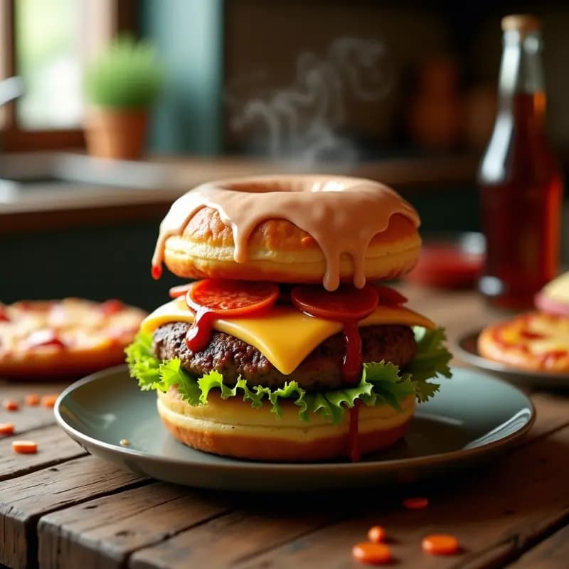 Hamburguesa de Donut con Pizza dentro: La Combinación Imposible que Funciona