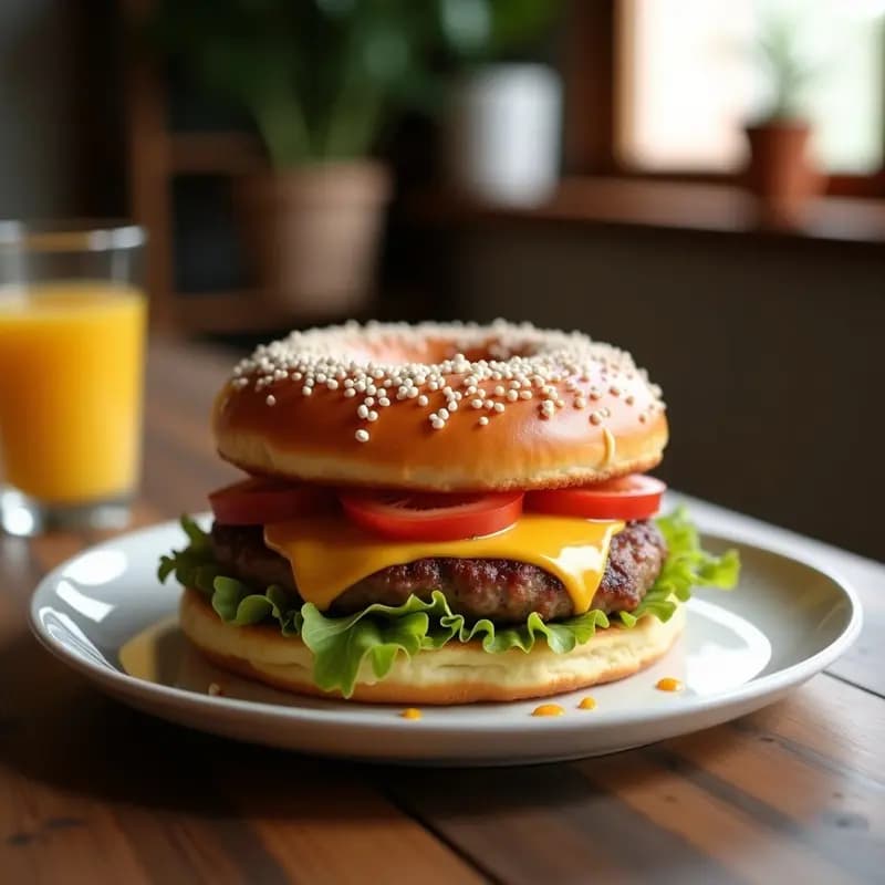 Hamburguesa de Donut Glaseado con Pollo Crispy y Mermelada de Fresa: Combinación Dulce-Salada Adictiva