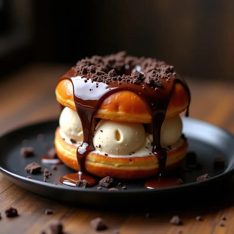 Hamburguesa de Donuts, Helado de Vainilla y Sirope de Chocolate: Postre que se Come como Hamburguesa