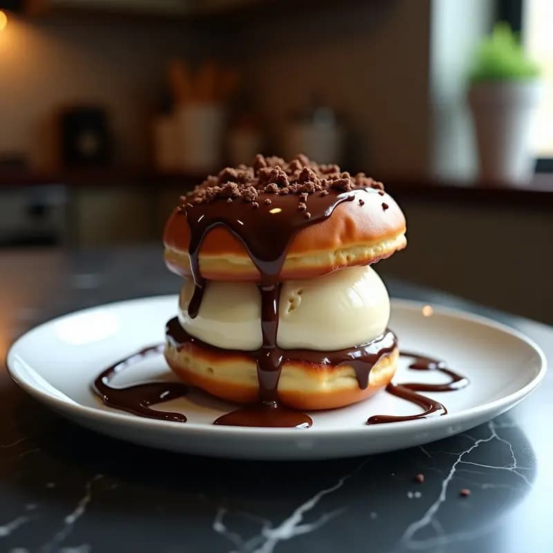 Hamburguesa de Donuts con Helado de Vainilla y Salsa de Chocolate: Receta Dulce Extrema