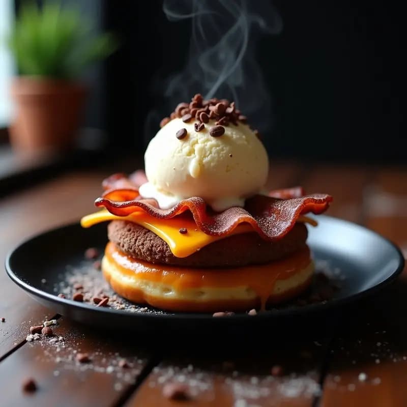 Hamburguesa de Donuts Glaseados con Tocino y Helado de Vainilla: Cheat-Meal Definitivo para Dulces Adictos