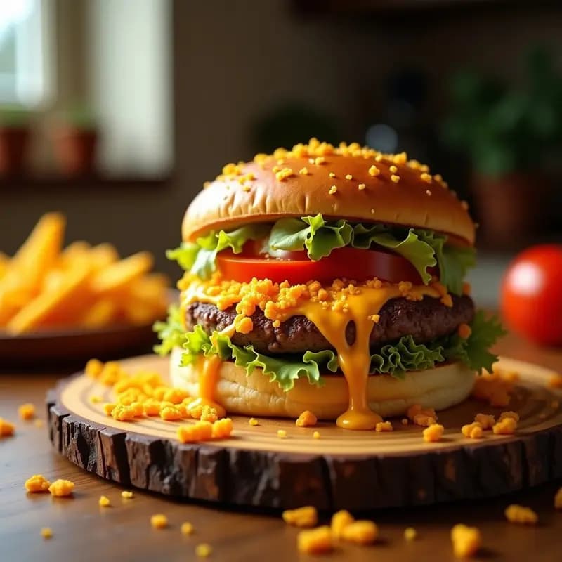 Hamburguesa de Doritos Nacho con Queso Cheetos y Salsa de Jalapeño: Receta Ultra-Crujiente para Amantes del Cheese