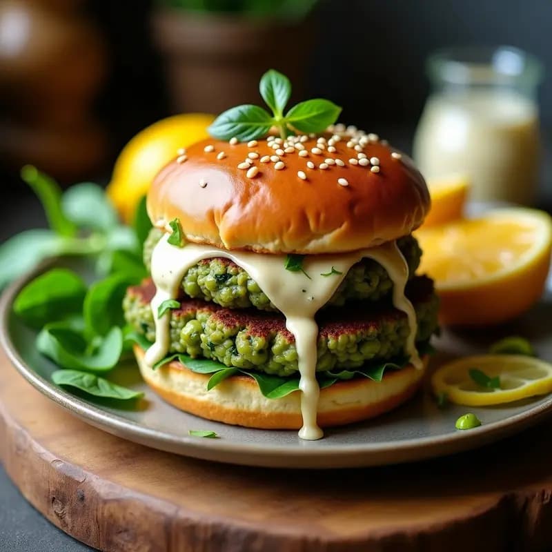 Hamburguesa de Edamame y Espinacas con Pan de Coliflor: Burger Vegano Keto en 25 Minutos