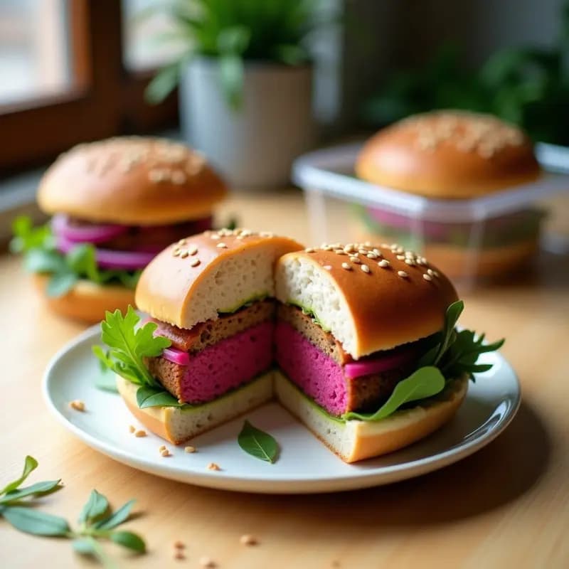 Hamburguesa de Espelta con Salsa de Remolacha y Rúcula: Receta Sin Gluten para Tupper
