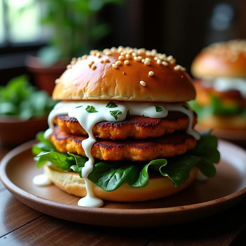Hamburguesa de Espinacas y Queso Halloumi: Receta en Airfryer con Pan de Batata Morada