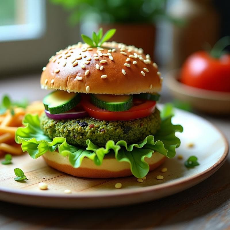 Hamburguesa de Espirulina y Quinoa con Pan de Calabacín: Receta Crudivegana Alta en Hierro