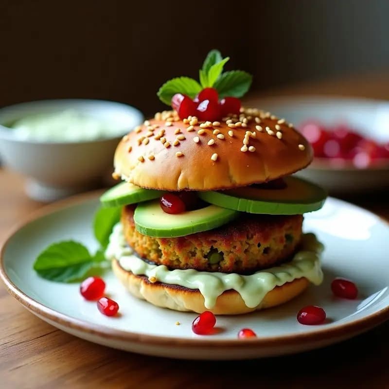 B-Philip de Falafel y Aguacate con Salsa de Yogur: Hamburguesa Árabe Vegana y Sin Gluten