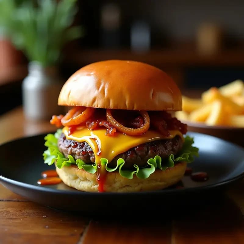 Hamburguesa de Foie Gras con Cebolla Caramelizada y Queso Gouda: Gourmet en Formato Fast Food