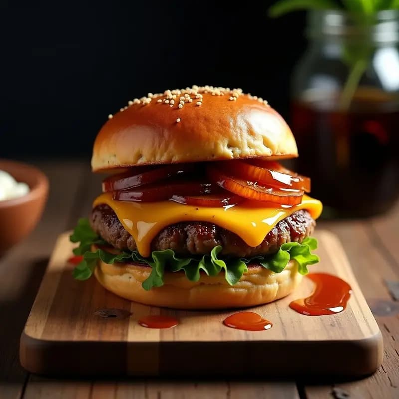Hamburguesa de Foie Gras con Cebolla Caramelizada y Salsa de Oporto: Lujo en Forma de Comida Basura