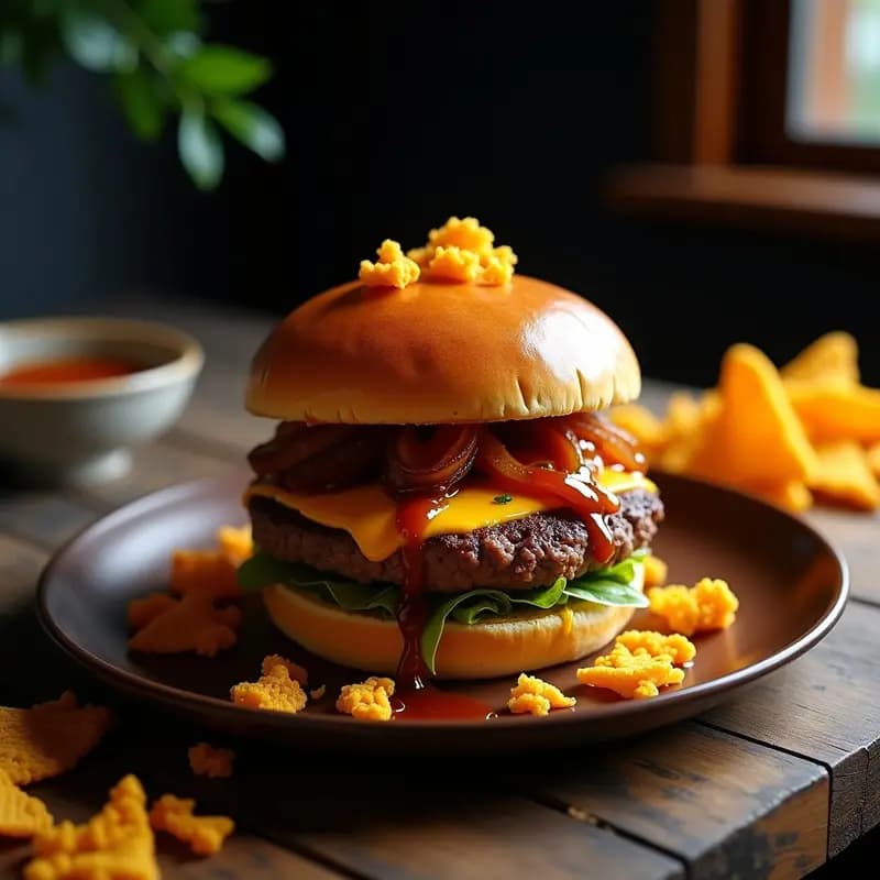 Hamburguesa de Foie Gras y Doritos con Queso Azul: Receta Gourmet de Comida Basura Extrema
