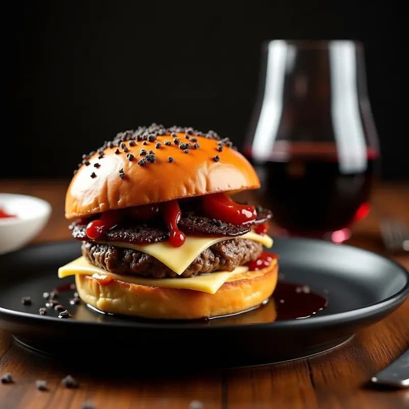 Hamburguesa de Foie Gras con Trufa Negra y Salsa de Vino Tinto: Receta de Lujo para Días de Exceso