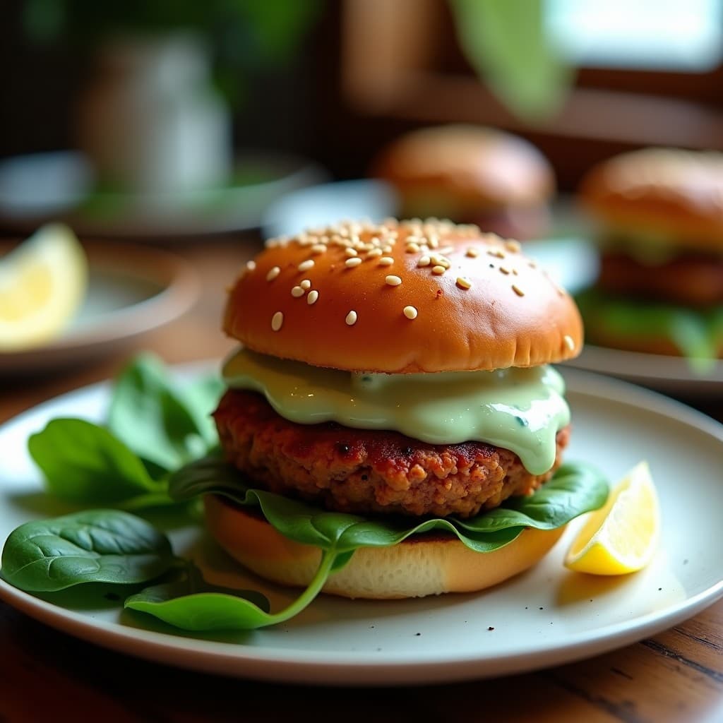 Hamburguesa de Garbanzos y Remolacha con Salsa de Yogur de Soja y Eneldo: Receta en Airfryer Sin Aceite y Crujiente