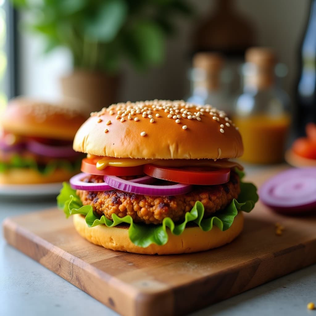Hamburguesa de Garbanzos y Remolacha con Pan de Batata: Burger Vegano para Tupper