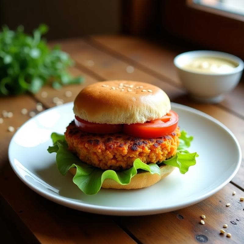 Hamburguesa de Garbanzos y Zanahoria con Pan de Lentil: Receta Vegana y Sin Gluten en Airfryer