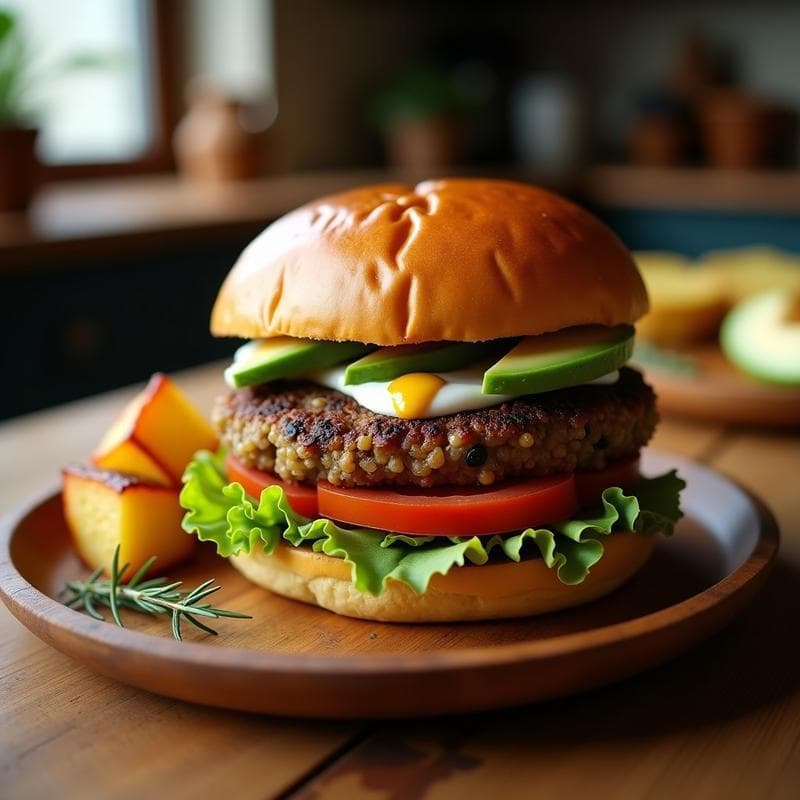 Hamburguesa de Hongos Portobello y Quinoa: Receta Vegana y Alta en Proteína con Pan de Centeno