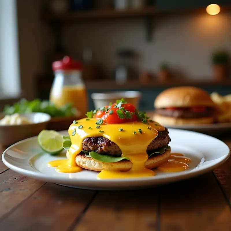 Hamburguesa con Huevo Frito, Queso Americano y Salsa Chipotle: Receta para Desayunar como un Rey