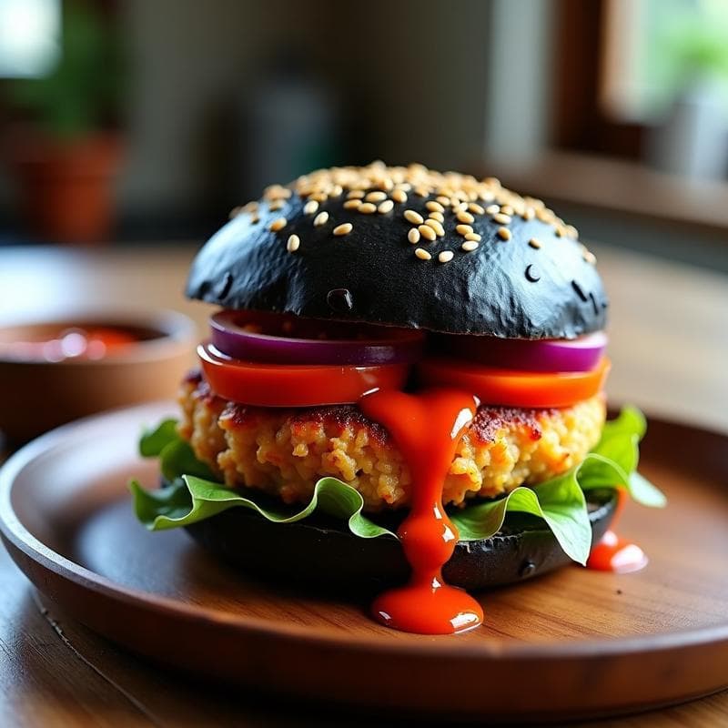 Hamburguesa de Jackfruit y Kimchi: Receta Coreana Vegana en Airfryer con Salsa Para Picar