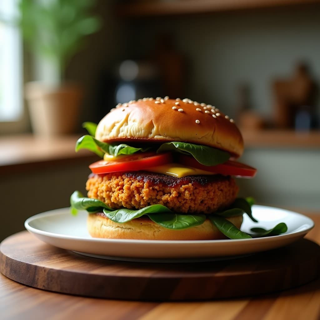 Hamburguesa de Jackfruit y Champiñones Portobello: Receta Vegana con Pan de Centeno en Airfryer