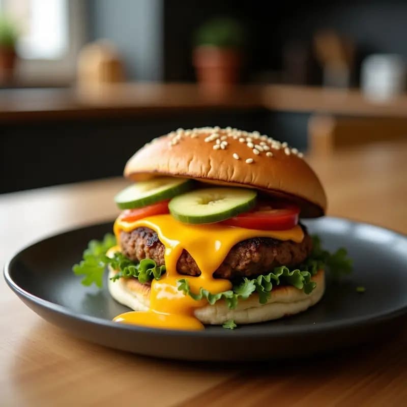 Hamburguesa de Jackfruit y Queso Vegano: Receta Americana Alta en Fibra en Airfryer