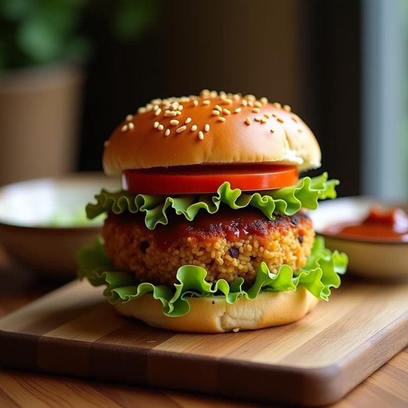 Hamburguesa de Jackfruit y Quinoa con Salsa Barbacoa Casera: Receta Vegana en Airfryer