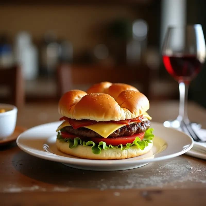 Hamburguesa de Jamón y Queso con Pan de Brioche Relleno de Nutella: Fusión Dulce-Salada