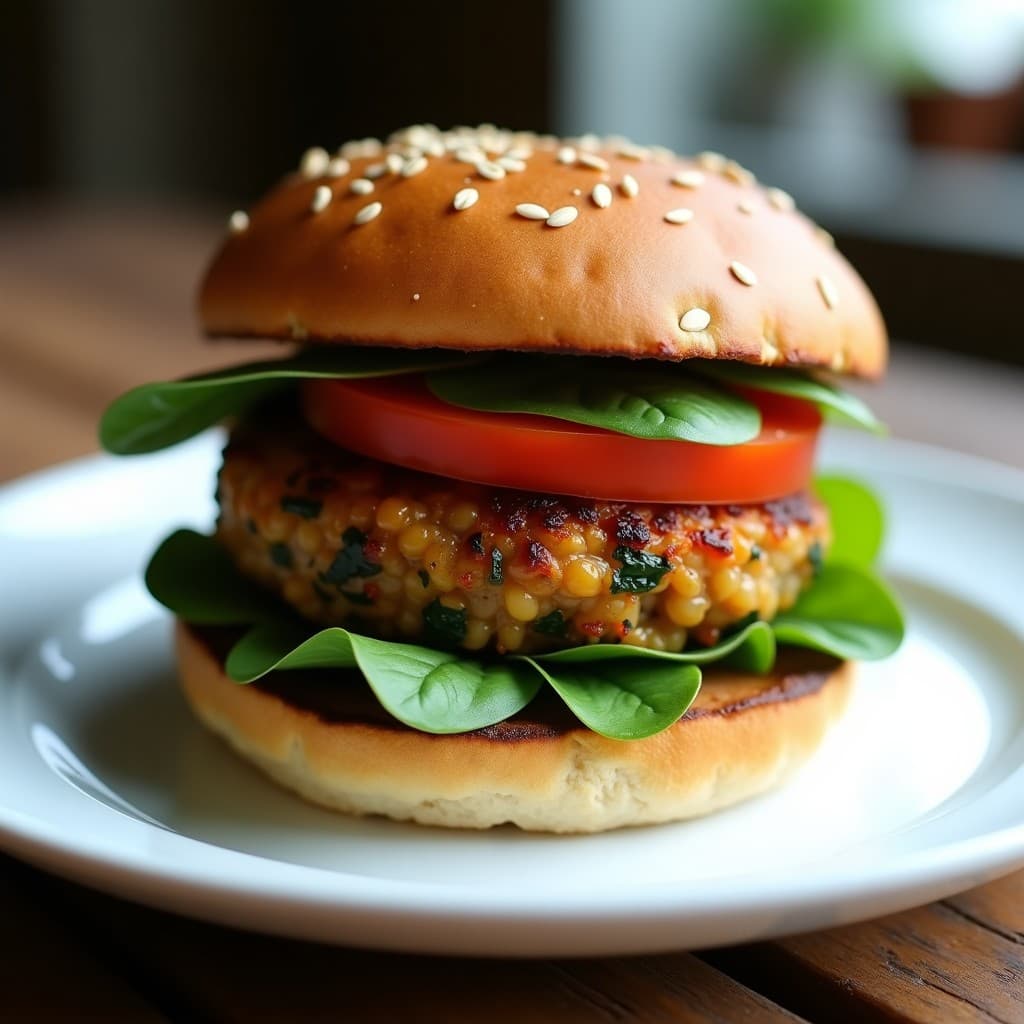 Hamburguesa de Lentejas y Batata con Pan de Avena: Receta Vegana y Alta en Fibra en 30 Minutos