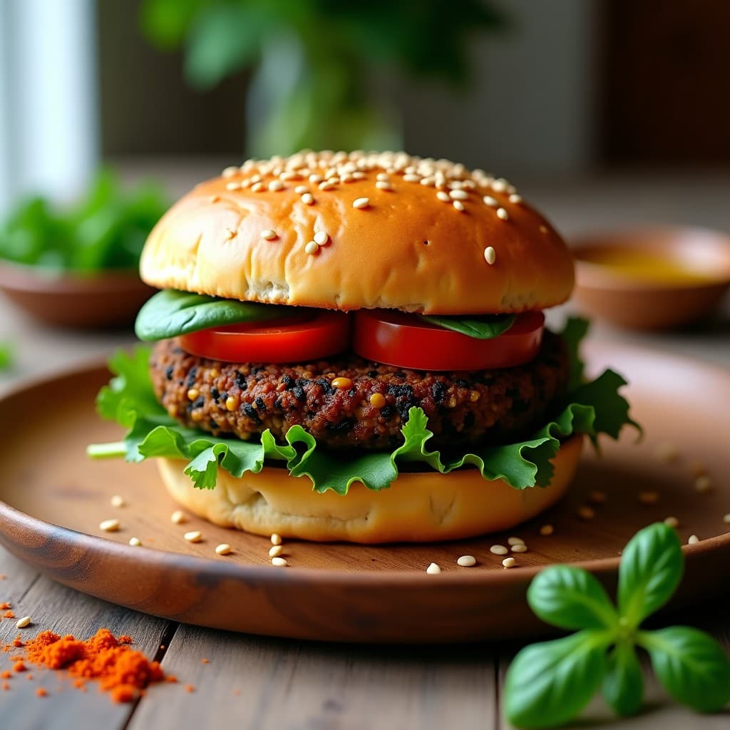 Hamburguesa de Lentejas Beluga con Pan de Garbanzo: Receta Vegana y Alta en Hierro