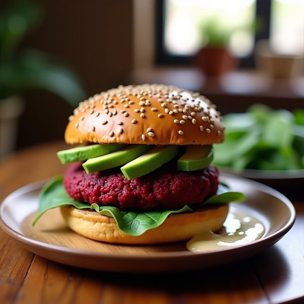 Hamburguesa de Lentejas y Betabel con Pan de Semillas de Chía: Receta Vegana en Airfryer