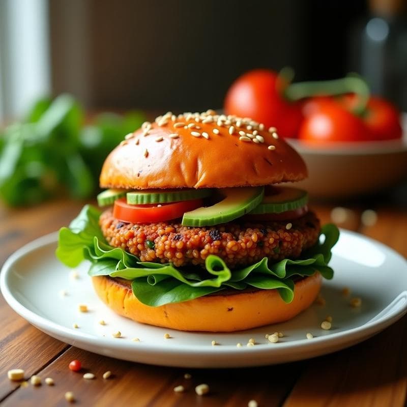 Hamburguesa de Lentejas Corail y Espinacas con Pan de Batata: Burger Vegano Sin Gluten en 25 Minutos
