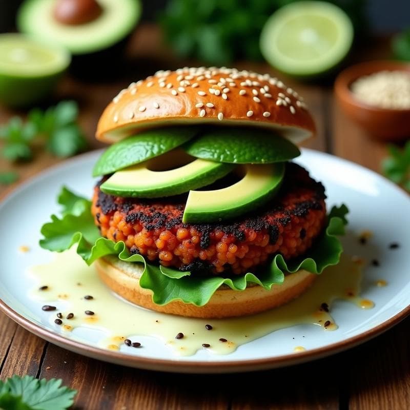 Hamburguesa de Lentejas Negras y Ñame: Receta Vegana Alta en Hierro en Airfryer