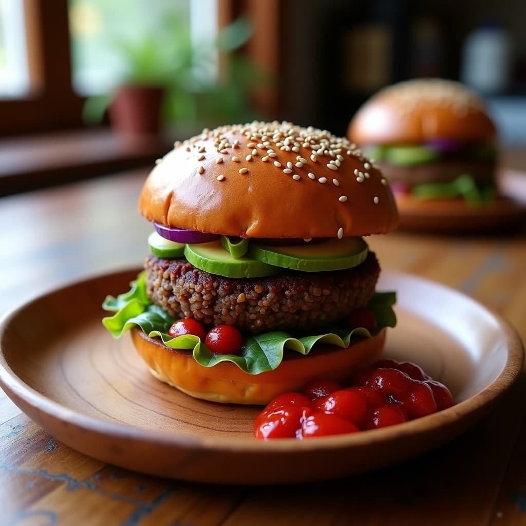 Hamburguesa de Lentejas Negras y Remolacha con Pan de Año de Nieve: Receta Vegana Peruana