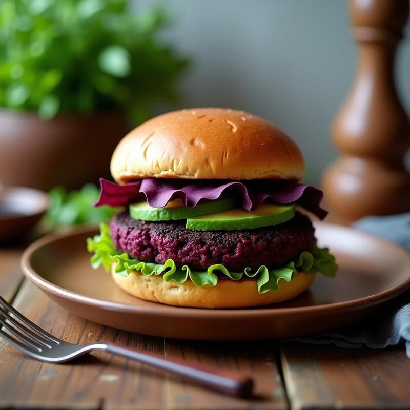 Hamburguesa de Lentejas Negras y Remolacha con Pan de Yuca: Receta Keto y Sin Gluten en Airfryer