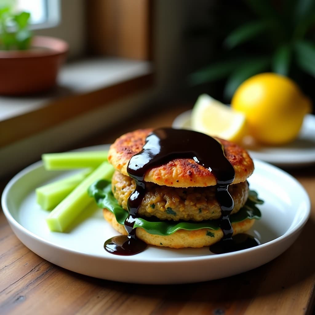 Hamburguesa de Lentejas Pardina y Espinacas: Receta en Thermomix con Salsa de Ajo Negro