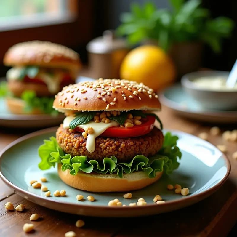 B Hamburger de Lentejas y Quinoa con Salsa de Yogur: Receta Vegana y Alta en Fibra