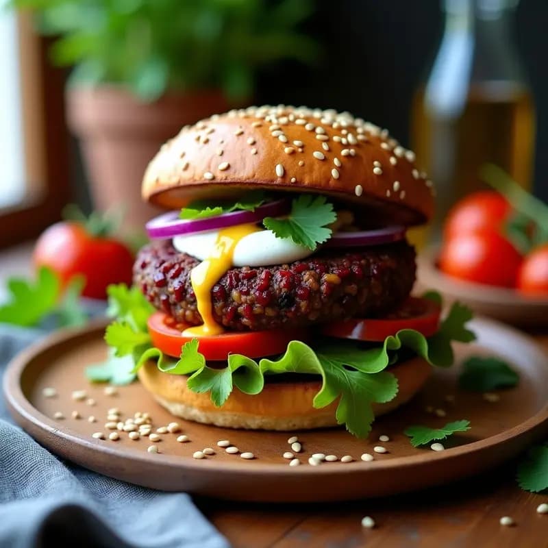 Hamburguesa de Lentejas y Remolacha con Pan de Centeno: Receta vegetariana alta en hierro